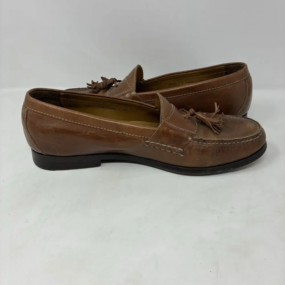 Cole Haan Size 11M C06982 Brown Leather Tassel Loafers NikeAir Slip On VGC
